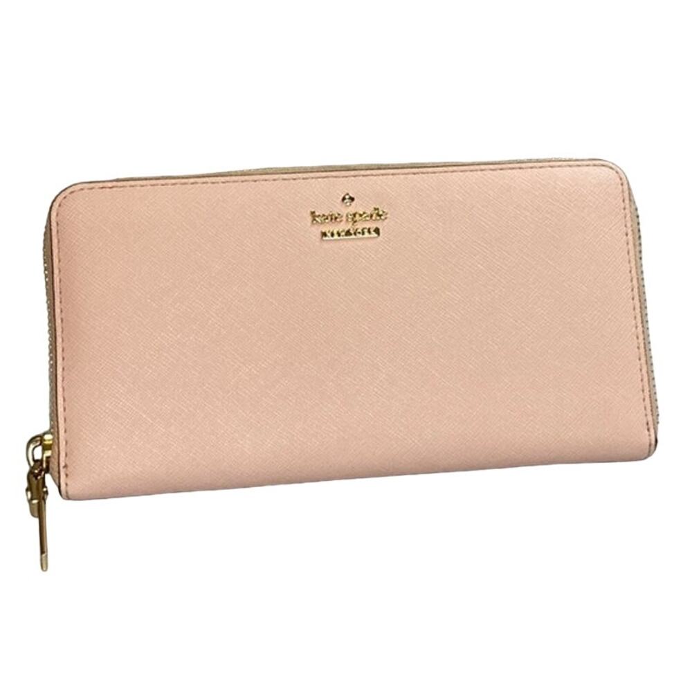 Kate Spade Cameron Street Lacey Zip Around Wallet Warm Vellum -Dusty Pink EUC